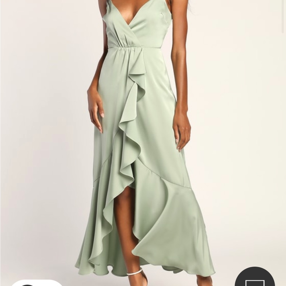 Enchanted Moments Satin Ruffled High-Low Dress (lulus)